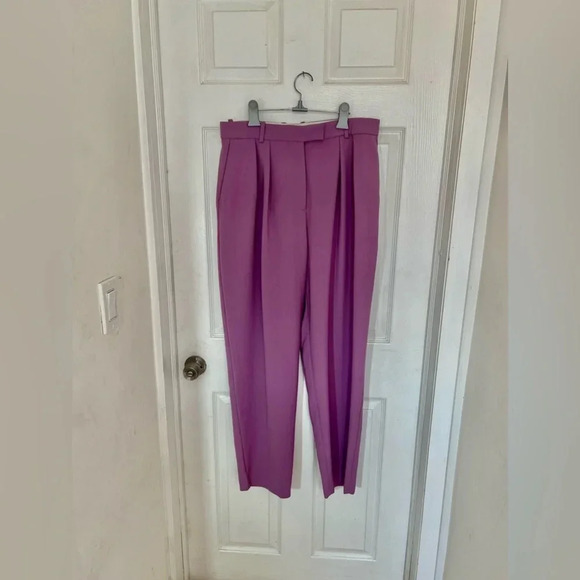 ARKET Womens Viscose Tapered Leg High Waist Trousers Pants Purple Sz 12 US 42 EU - Picture 3 of 11